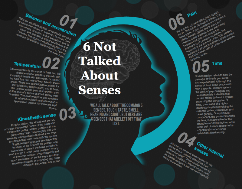 6 not talked about senses infographic about senses, human, body, health, feelings