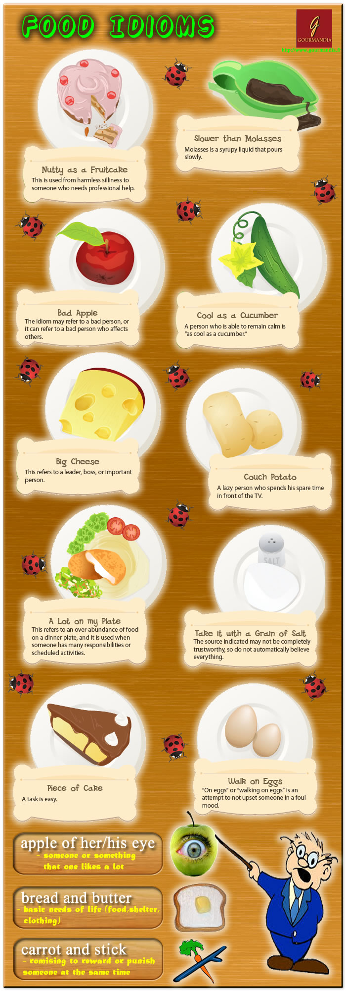 Food Idioms infographic about idioms, food, english, english
