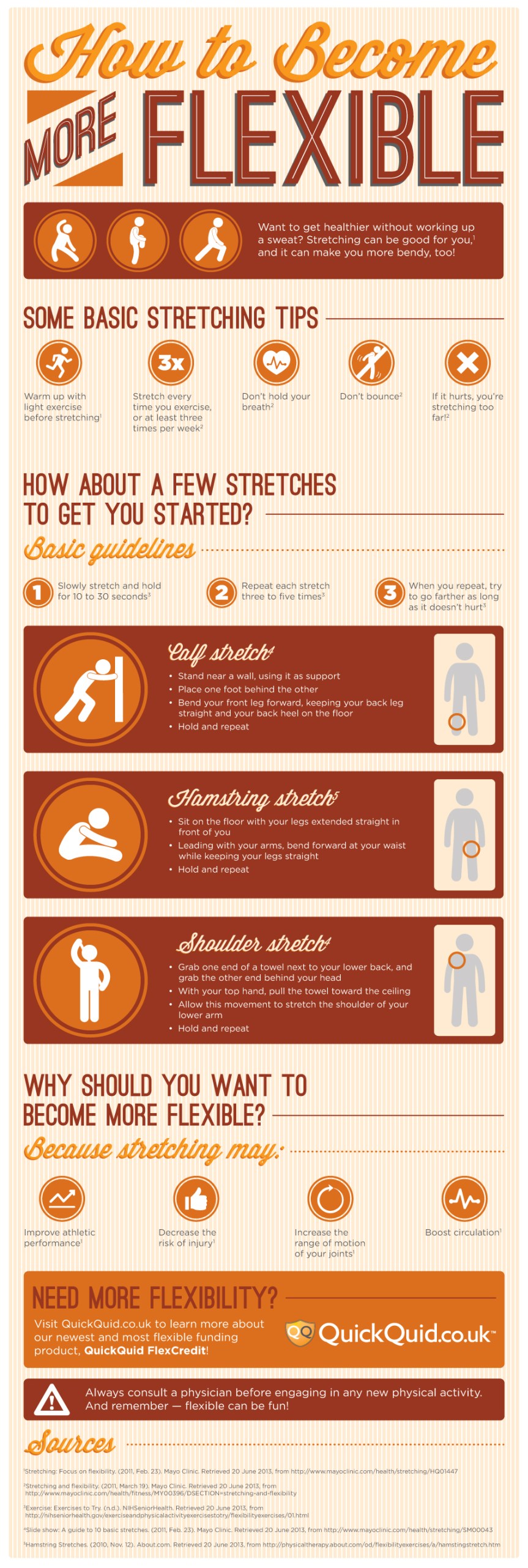 How to Become More Flexible infographic about flexibility, fitness