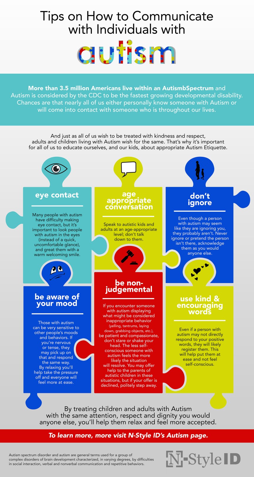 Tips on Communicating with Autistic Individuals infographic about autism, manners